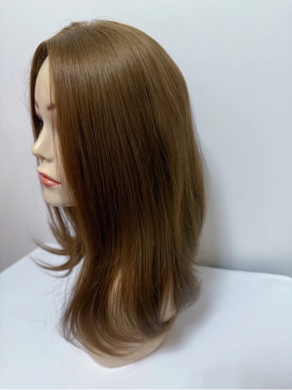 18โ ADiva Wig Silk Top Kosher Sheitel Hair Topper Light Brown 100% Human Hair